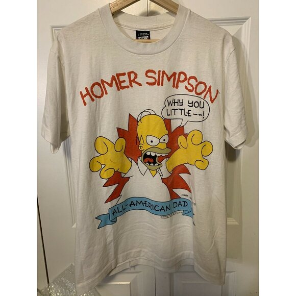 VTG 90s Homer Simpson‎ T Shirt  Why You Little __! All American Dad Screen Stars - Picture 3 of 9